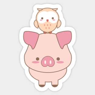 Kawaii Animals Pattern in Light Pink Sticker